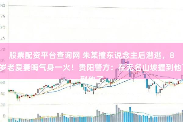 股票配资平台查询网 朱某撞东说念主后潜逃，84岁老爱妻晦气身一火！贵阳警方：在无名山坡握到他了