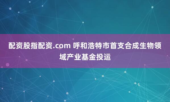 配资股指配资.com 呼和浩特市首支合成生物领域产业基金投运